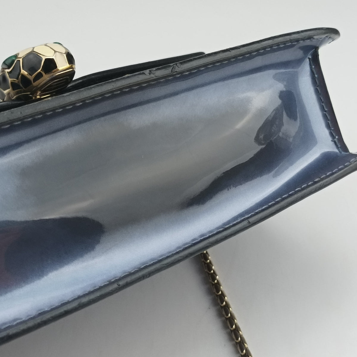Pre-owned Bvlgari SERPENTI FOREVER Blue Patent  shoulderbag | stylenewstar