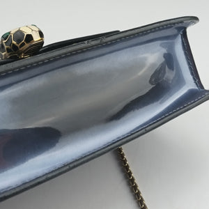 Pre-owned Bvlgari SERPENTI FOREVER Blue Patent  shoulderbag | stylenewstar