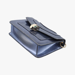 Pre-owned Bvlgari SERPENTI FOREVER Blue Patent  shoulderbag | stylenewstar