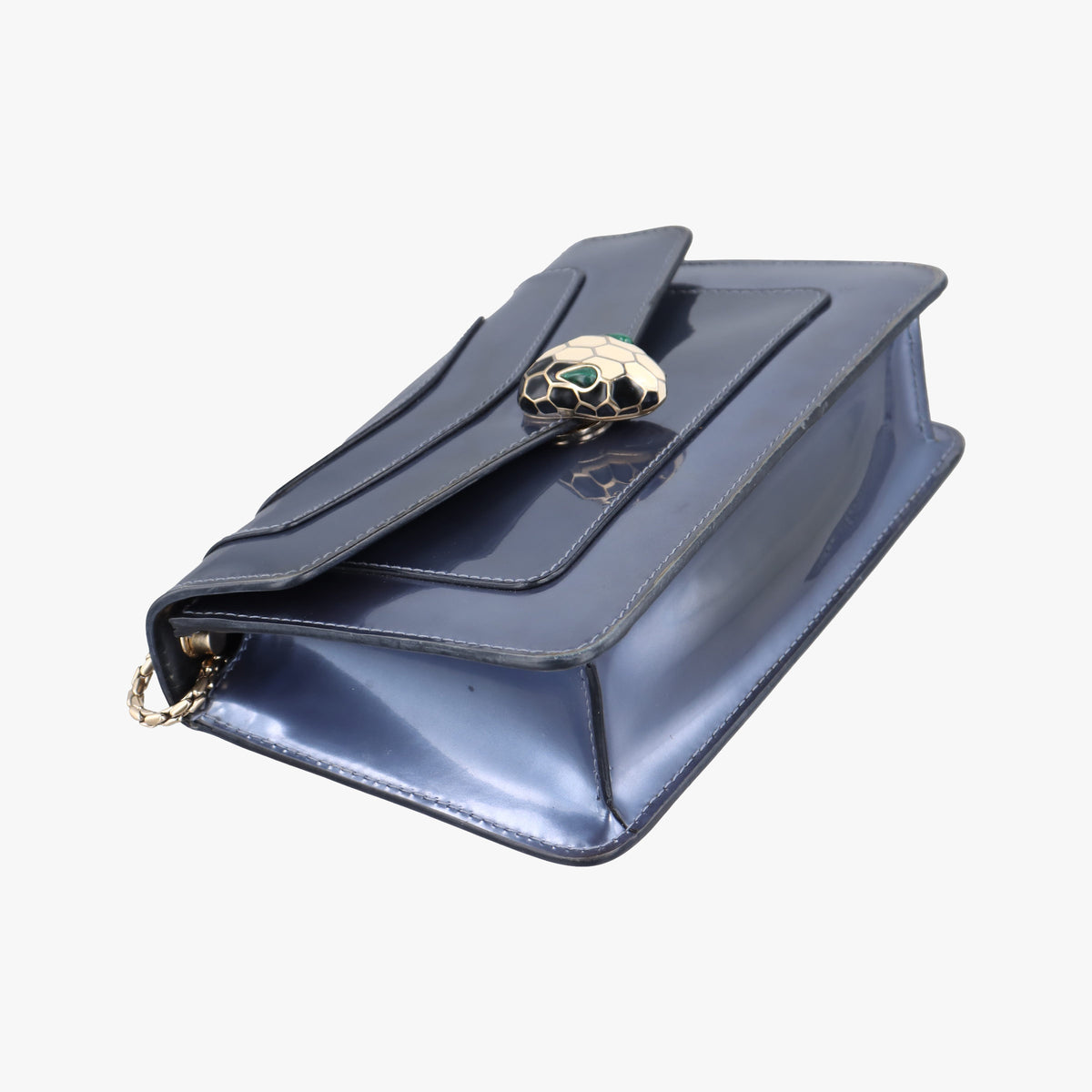 Pre-owned Bvlgari SERPENTI FOREVER Blue Patent  shoulderbag | stylenewstar