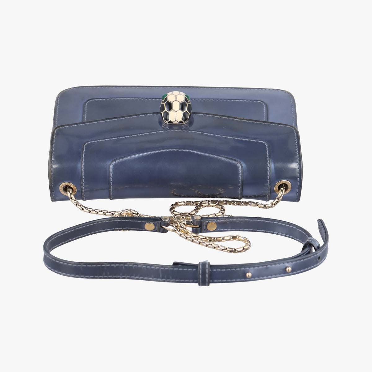 Pre-owned Bvlgari SERPENTI FOREVER Blue Patent  shoulderbag | stylenewstar