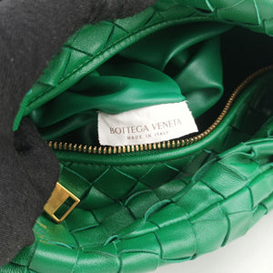 Pre-owned Bottega Veneta The Jodie Green lambskin  handbag | stylenewstar