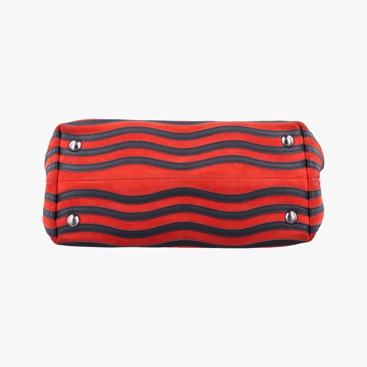 Pre-owned Fendi Dotcom Click Small Red × Black Suede × Leather 8BN299 shoulderbag | stylenewstar
