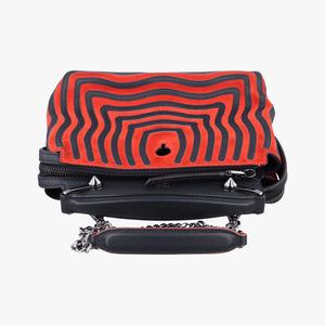 Pre-owned Fendi Dotcom Click Small Red × Black Suede × Leather 8BN299 shoulderbag | stylenewstar