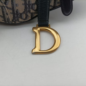 Pre-owned Christian Dior Saddle Navy Jacquard × Leather  shoulderbag | stylenewstar