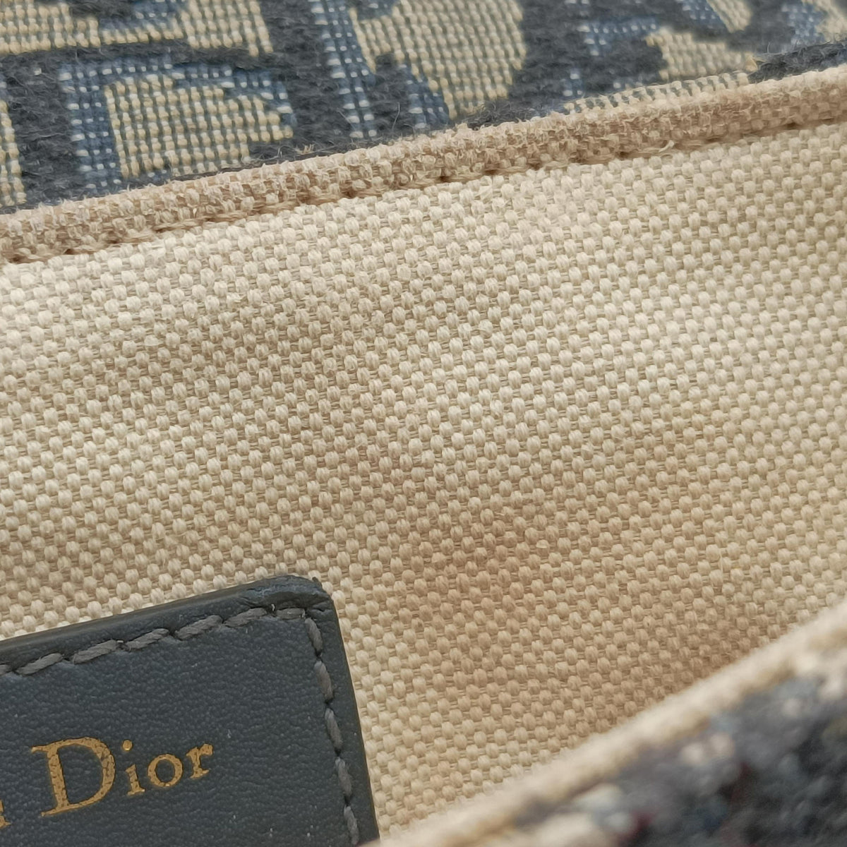 Pre-owned Christian Dior Saddle Navy Jacquard × Leather  shoulderbag | stylenewstar