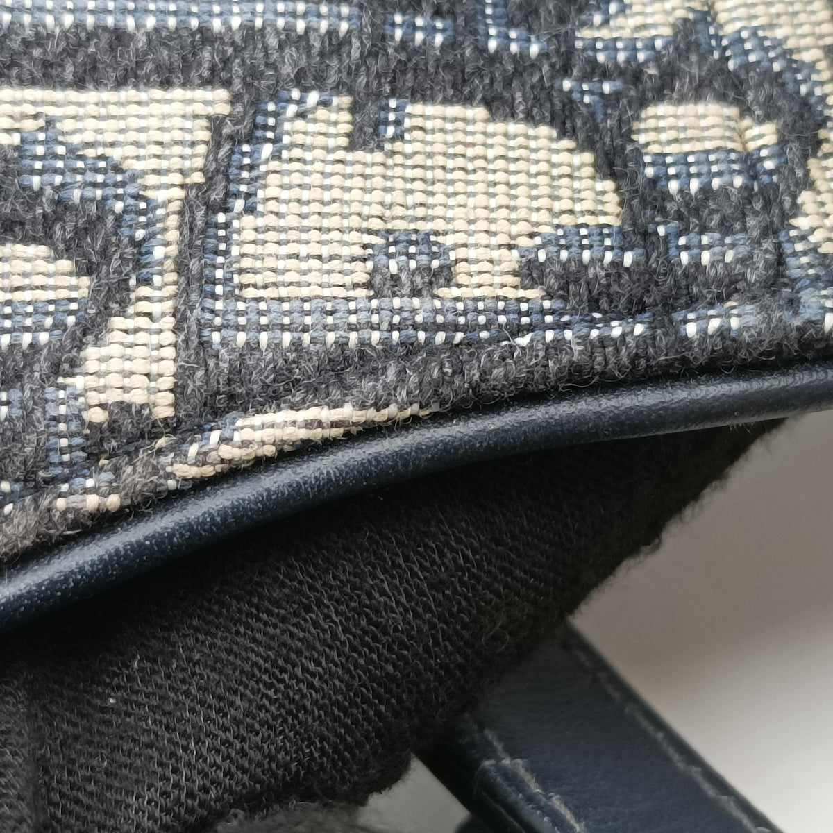 Pre-owned Christian Dior Saddle Navy Jacquard × Leather  shoulderbag | stylenewstar