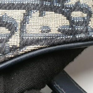 Pre-owned Christian Dior Saddle Navy Jacquard × Leather  shoulderbag | stylenewstar