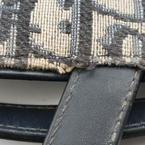 Pre-owned Christian Dior Saddle Navy Jacquard × Leather  shoulderbag | stylenewstar
