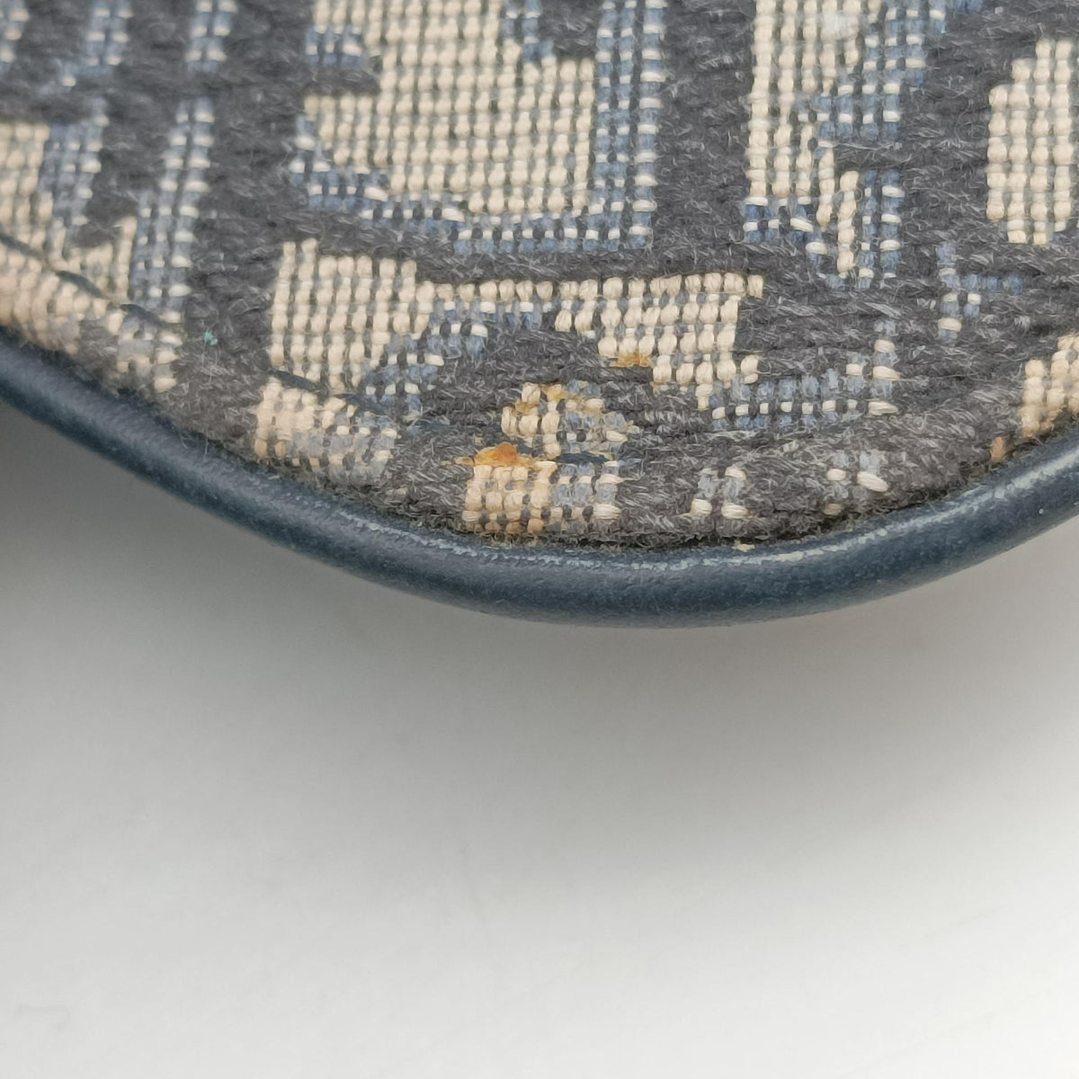 Pre-owned Christian Dior Saddle Navy Jacquard × Leather  shoulderbag | stylenewstar