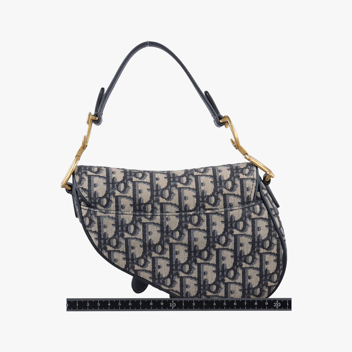Pre-owned Christian Dior Saddle Navy Jacquard × Leather  shoulderbag | stylenewstar