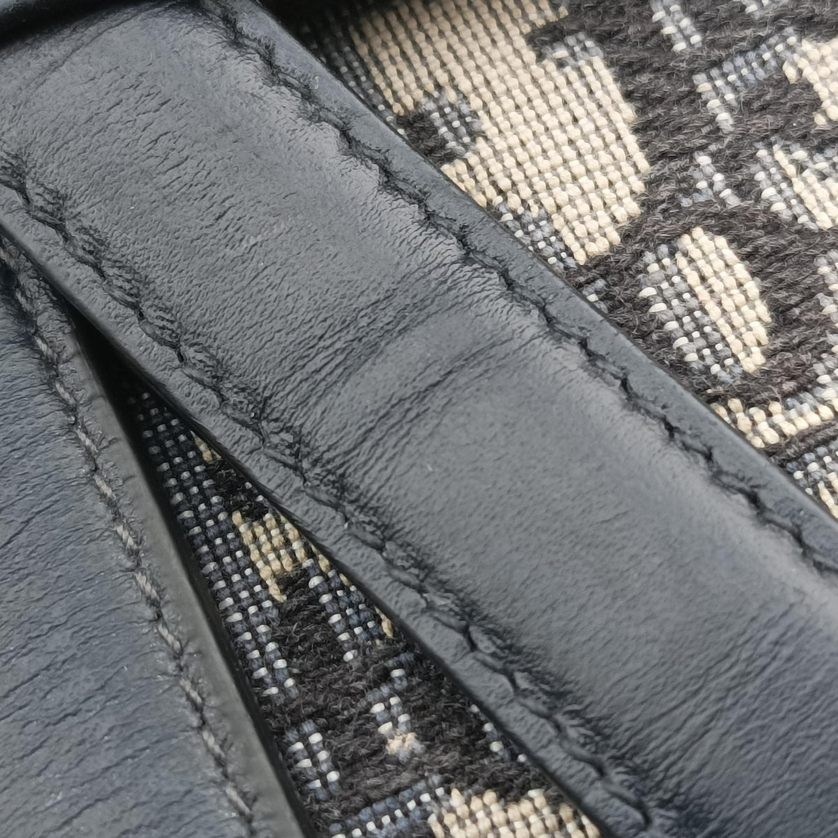 Pre-owned Christian Dior Saddle Navy Jacquard × Leather  shoulderbag | stylenewstar