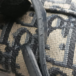 Pre-owned Christian Dior Saddle Navy Jacquard × Leather  shoulderbag | stylenewstar