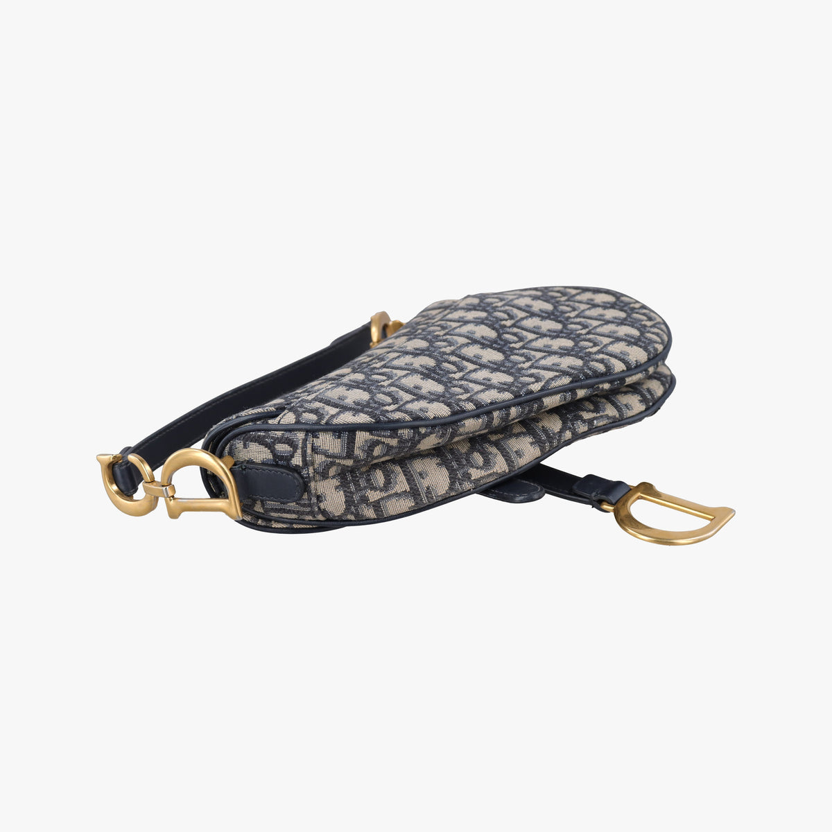 Pre-owned Christian Dior Saddle Navy Jacquard × Leather  shoulderbag | stylenewstar