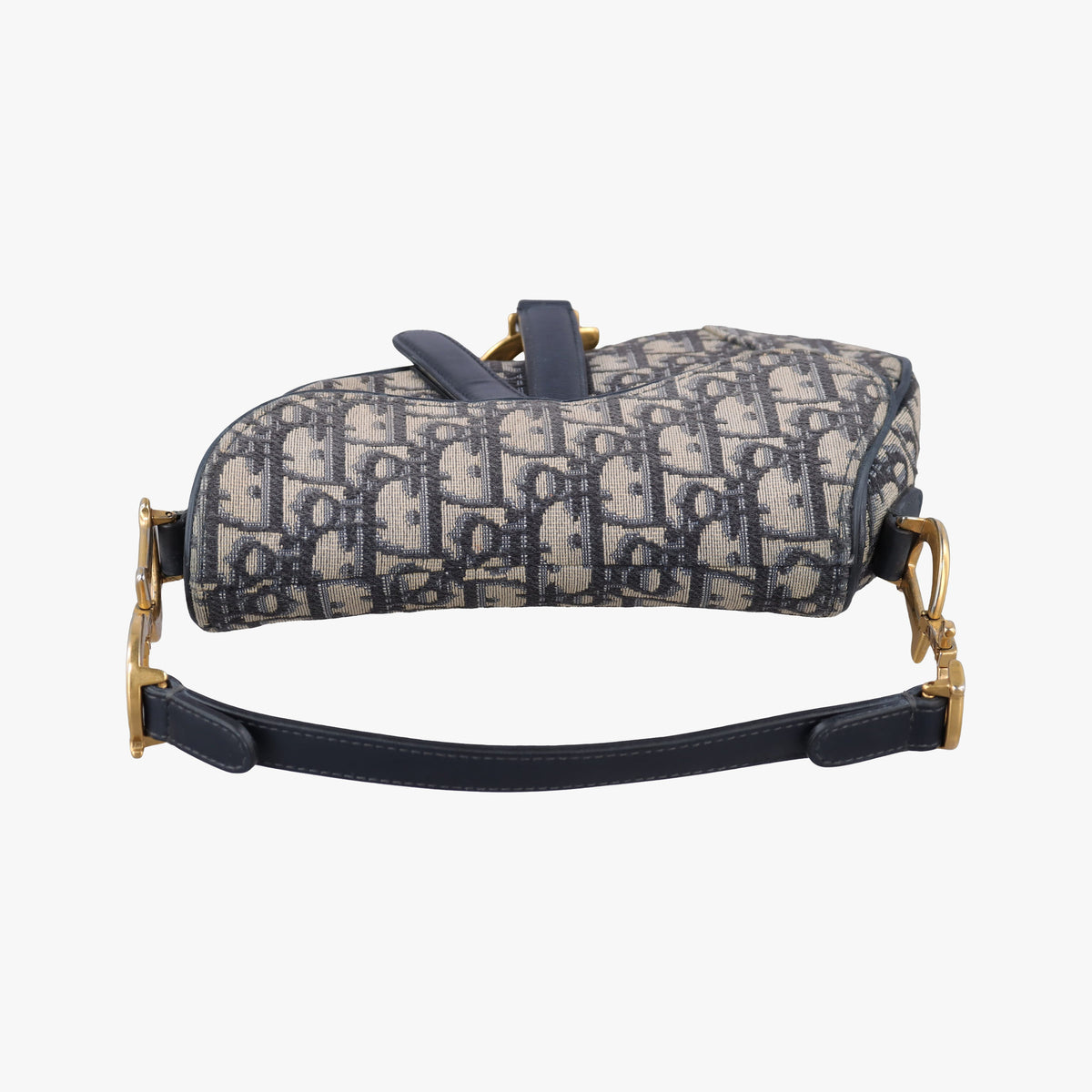 Pre-owned Christian Dior Saddle Navy Jacquard × Leather  shoulderbag | stylenewstar