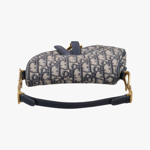 Pre-owned Christian Dior Saddle Navy Jacquard × Leather  shoulderbag | stylenewstar