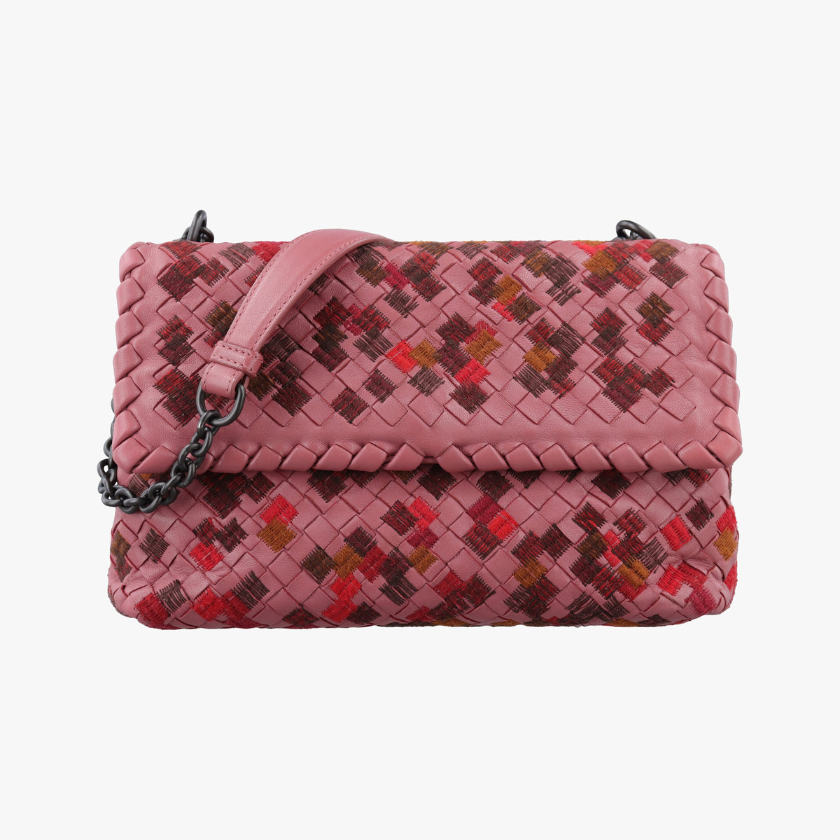 Pre-owned Bottega Veneta Intrecciato Olimpia Pink lambskin  shoulderbag | stylenewstar