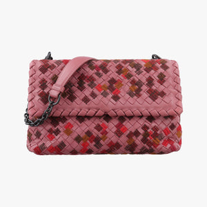 Pre-owned Bottega Veneta Intrecciato Olimpia Pink lambskin  shoulderbag | stylenewstar