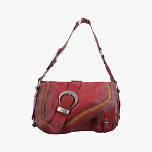 Pre-owned Christian Dior Gaucho Red Leather  shoulderbag | stylenewstar