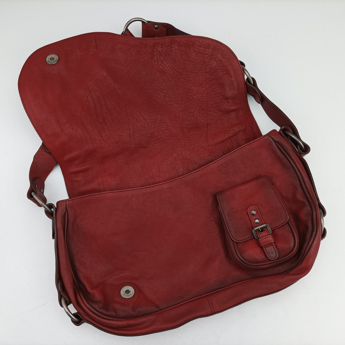Pre-owned Christian Dior Gaucho Red Leather  shoulderbag | stylenewstar