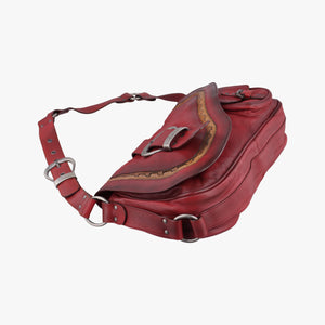 Pre-owned Christian Dior Gaucho Red Leather  shoulderbag | stylenewstar