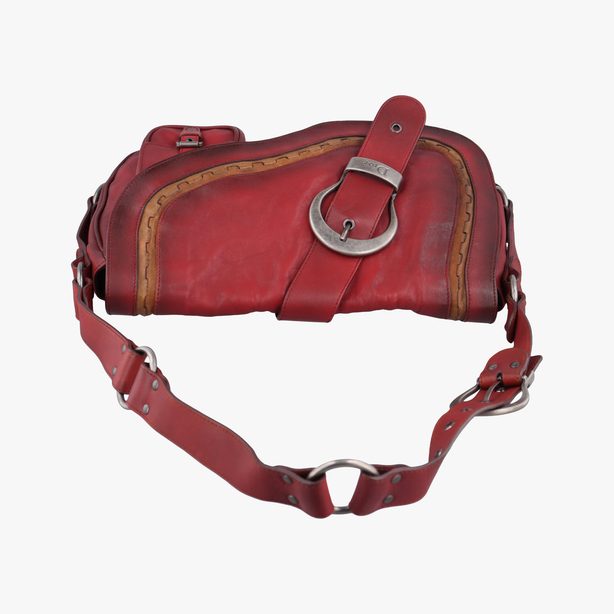 Pre-owned Christian Dior Gaucho Red Leather  shoulderbag | stylenewstar