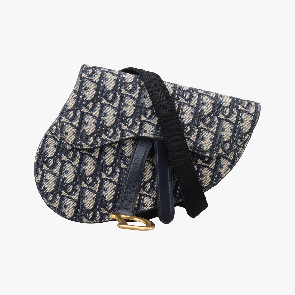 Pre-owned Christian Dior Saddle Navy Jacquard×Leather  bum bag/waist bag | stylenewstar