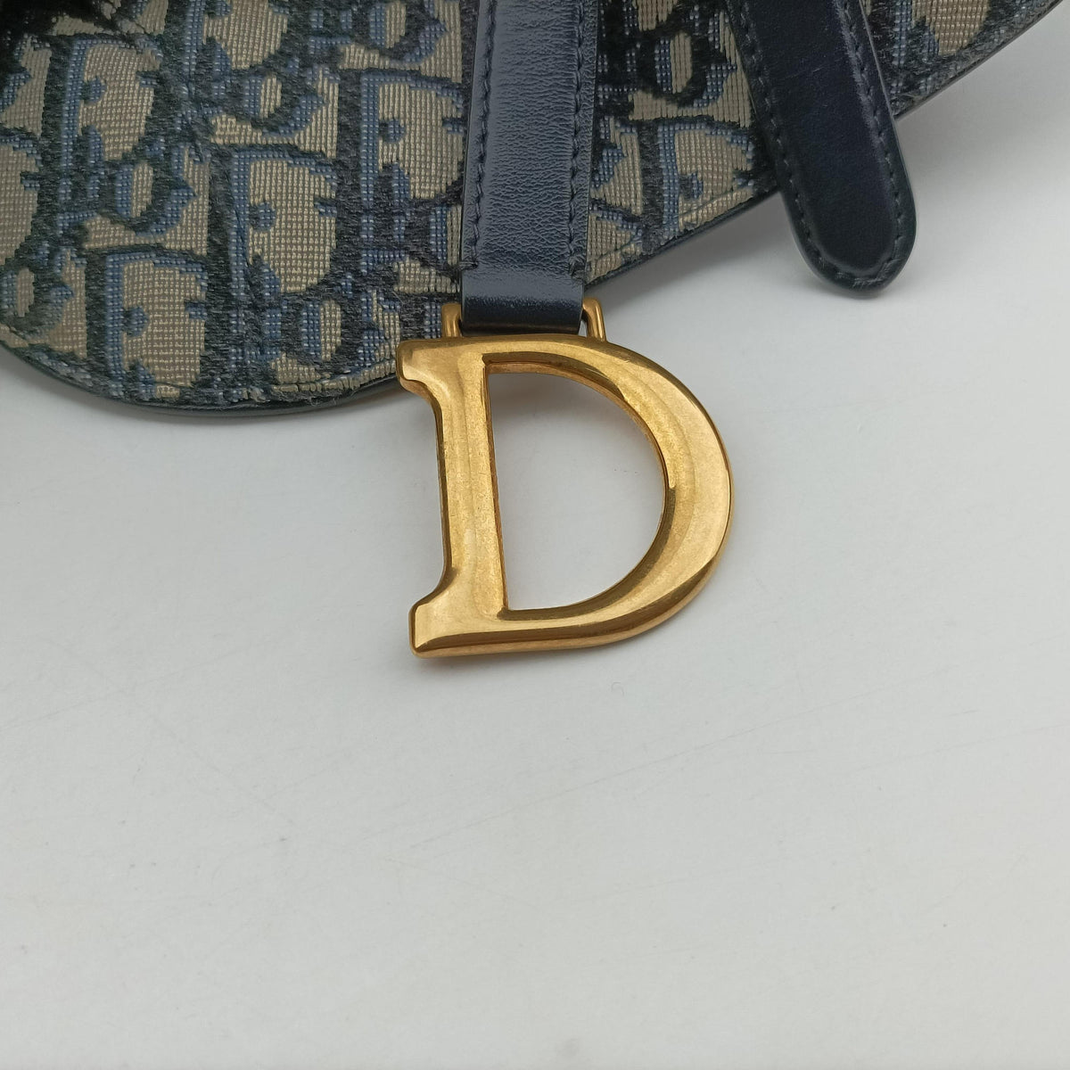 Pre-owned Christian Dior Saddle Navy Jacquard×Leather  bum bag/waist bag | stylenewstar