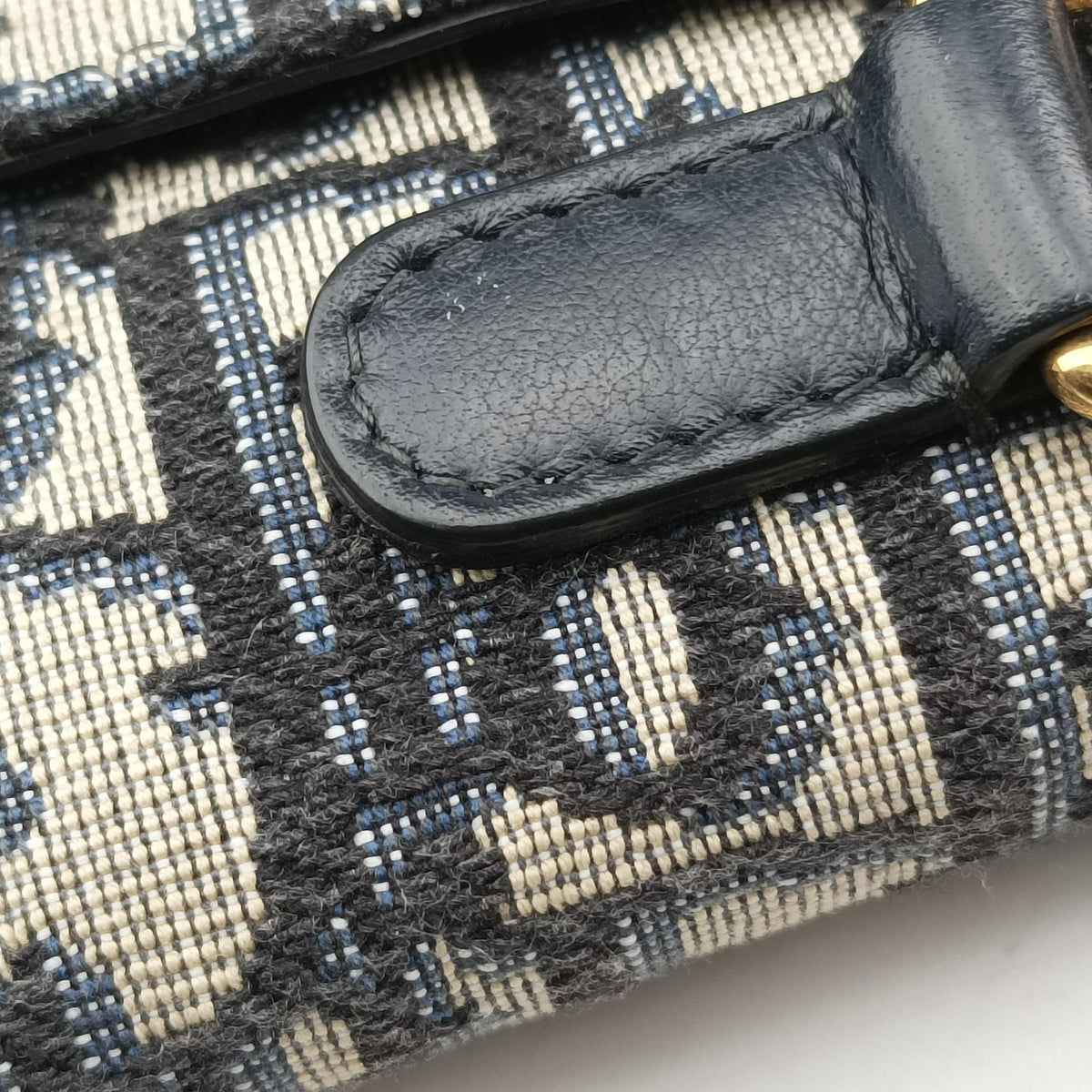 Pre-owned Christian Dior Saddle Navy Jacquard×Leather  bum bag/waist bag | stylenewstar