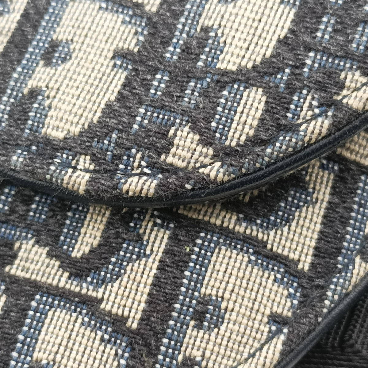 Pre-owned Christian Dior Saddle Navy Jacquard×Leather  bum bag/waist bag | stylenewstar