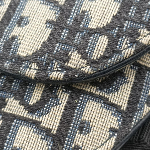 Pre-owned Christian Dior Saddle Navy Jacquard×Leather  bum bag/waist bag | stylenewstar