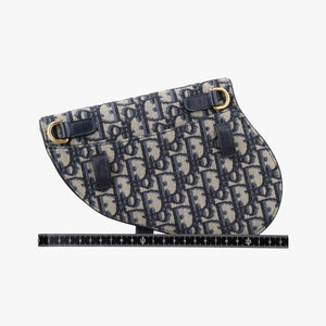Pre-owned Christian Dior Saddle Navy Jacquard×Leather  bum bag/waist bag | stylenewstar