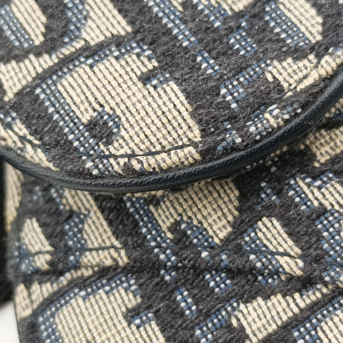 Pre-owned Christian Dior Saddle Navy Jacquard×Leather  bum bag/waist bag | stylenewstar