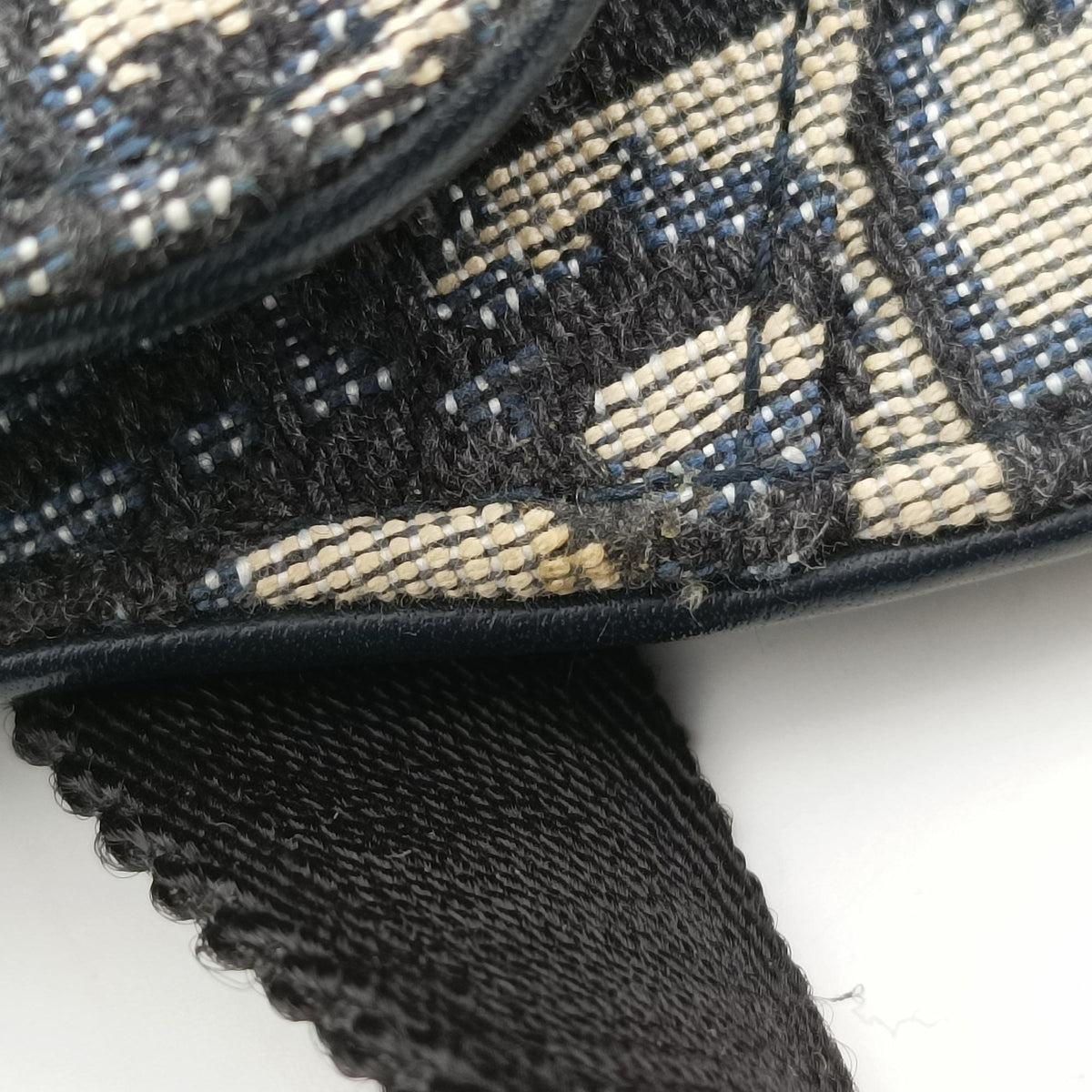 Pre-owned Christian Dior Saddle Navy Jacquard×Leather  bum bag/waist bag | stylenewstar