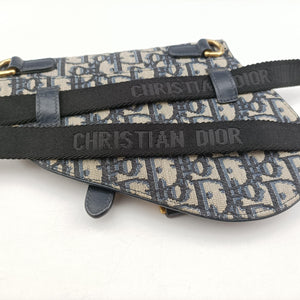 Pre-owned Christian Dior Saddle Navy Jacquard×Leather  bum bag/waist bag | stylenewstar
