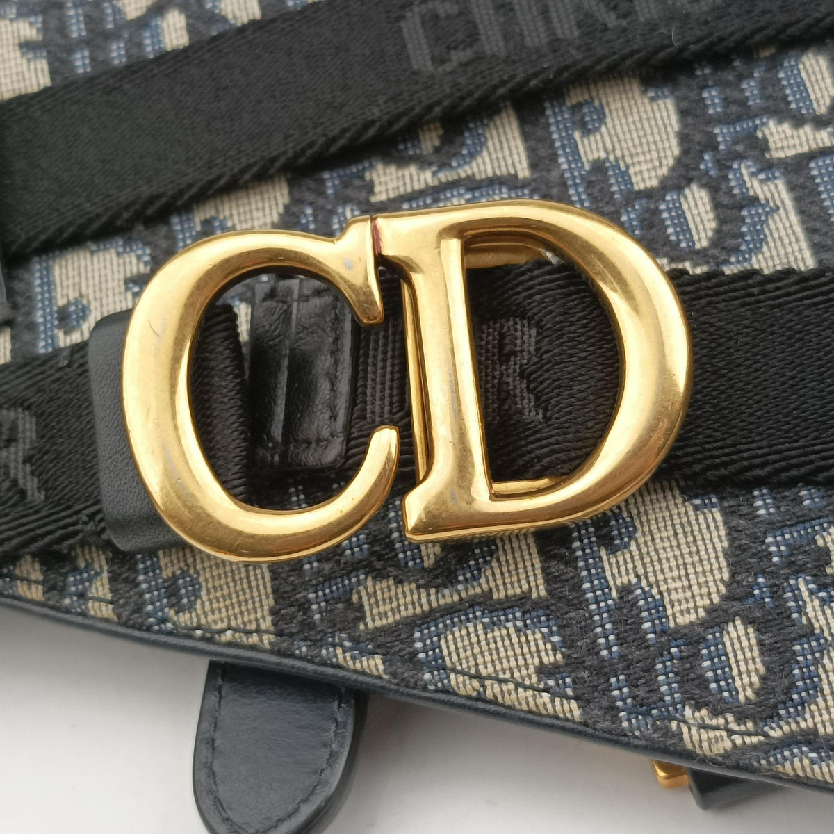 Pre-owned Christian Dior Saddle Navy Jacquard×Leather  bum bag/waist bag | stylenewstar