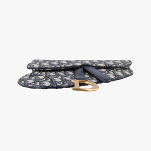 Pre-owned Christian Dior Saddle Navy Jacquard×Leather  bum bag/waist bag | stylenewstar