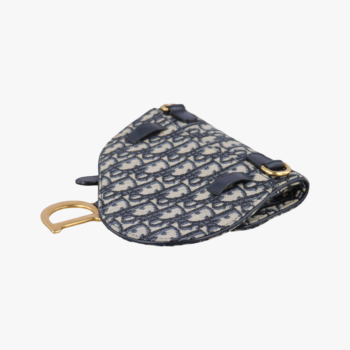 Pre-owned Christian Dior Saddle Navy Jacquard×Leather  bum bag/waist bag | stylenewstar