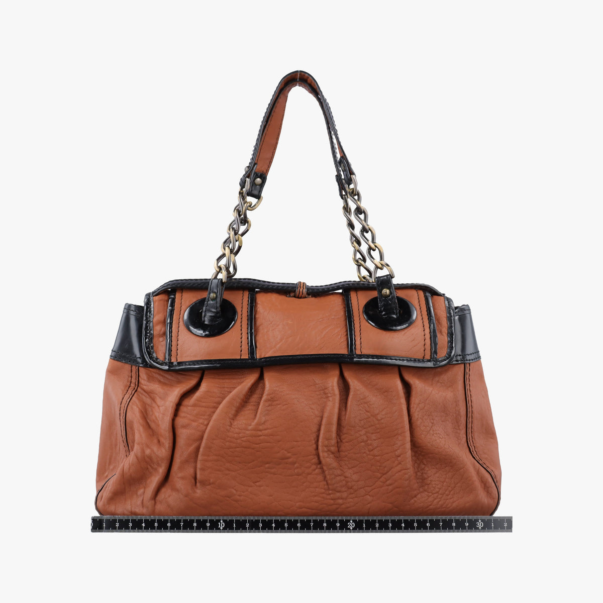 Pre-owned Fendi B Bag Black×Brown Leather×patent 8BN166 handbag | stylenewstar