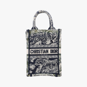Vintage Christian Dior Book Tote Navy Jacquard  handbag | stylenewstar