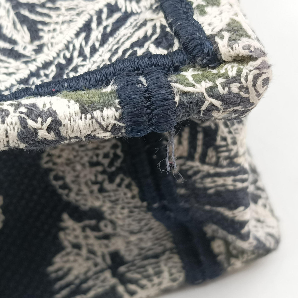Vintage Christian Dior Book Tote Navy Jacquard  handbag | stylenewstar