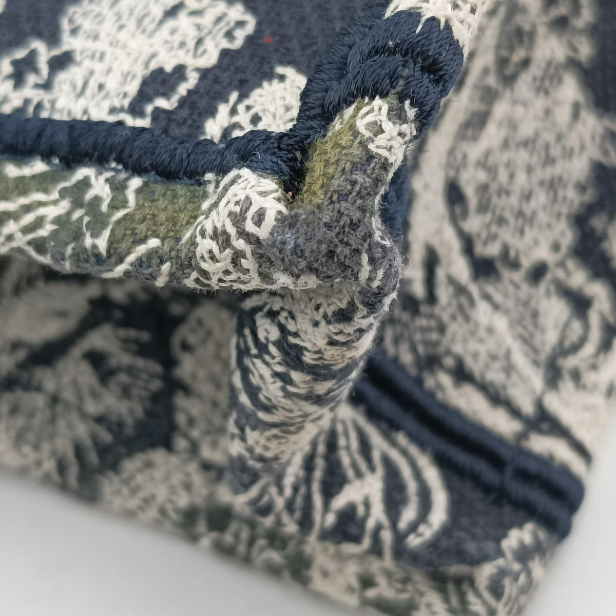 Vintage Christian Dior Book Tote Navy Jacquard  handbag | stylenewstar