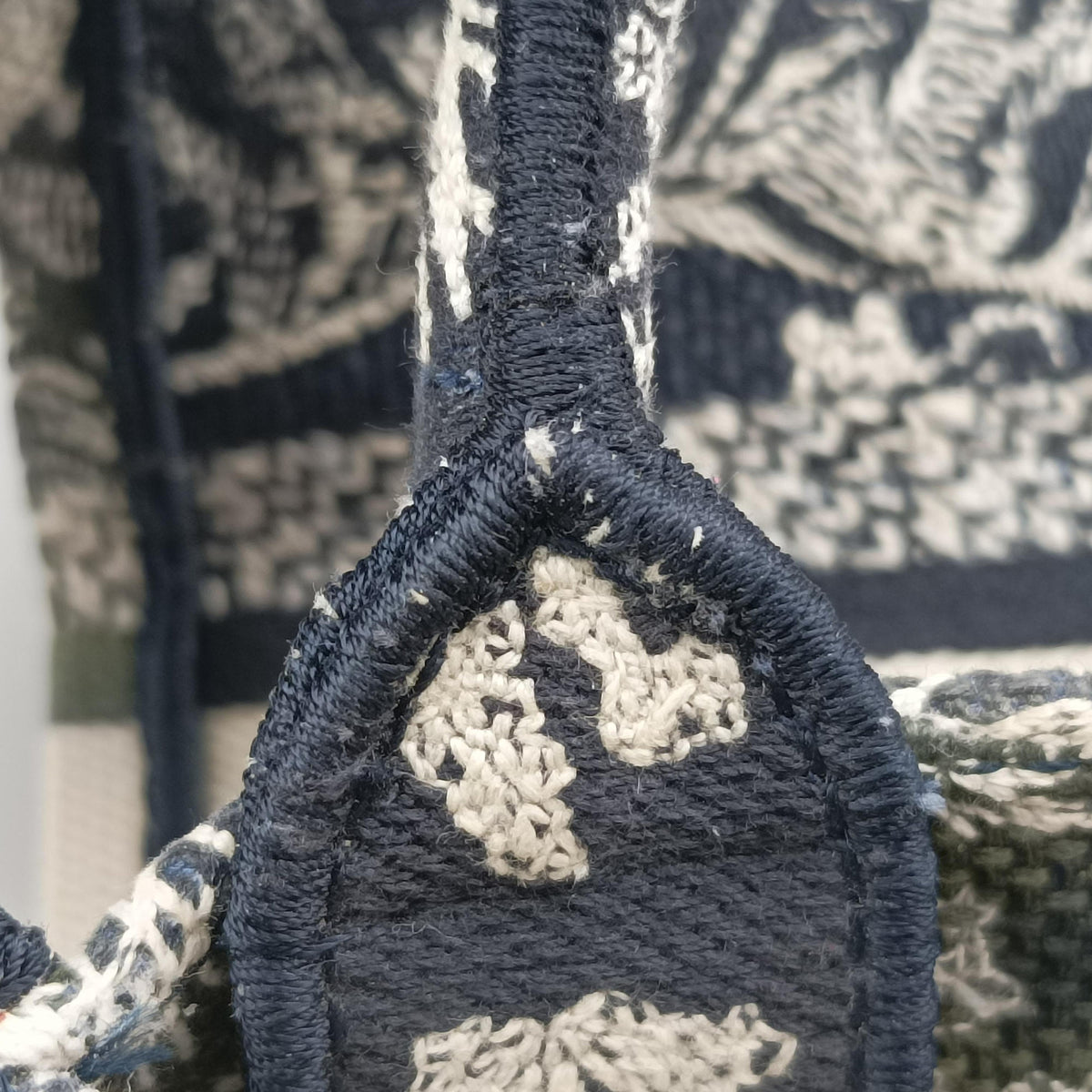 Vintage Christian Dior Book Tote Navy Jacquard  handbag | stylenewstar