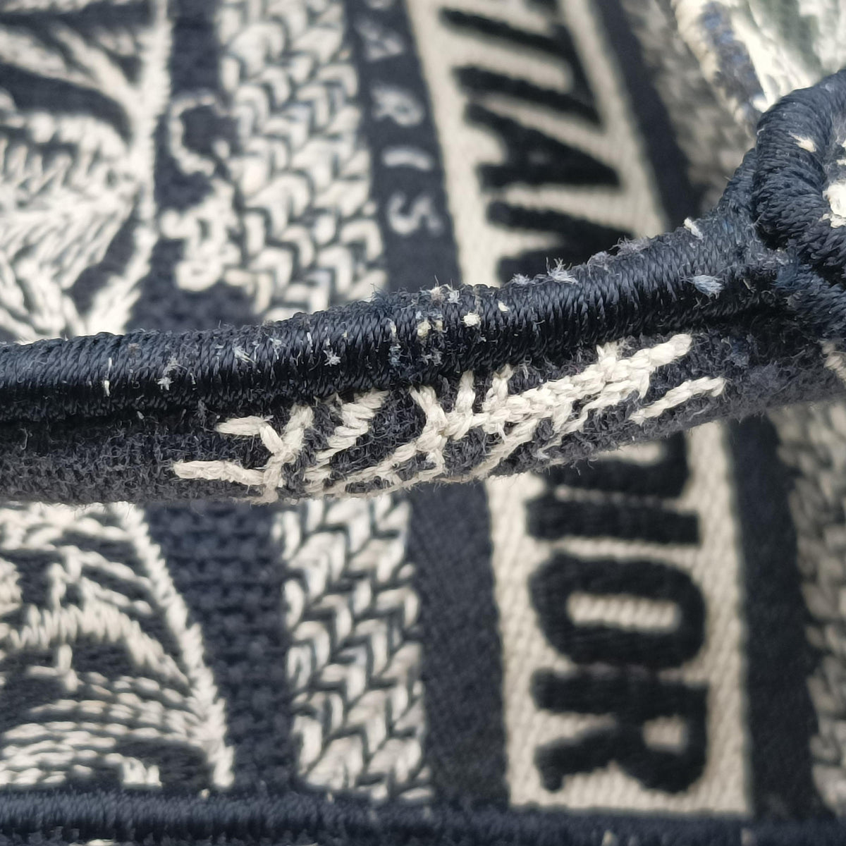 Vintage Christian Dior Book Tote Navy Jacquard  handbag | stylenewstar