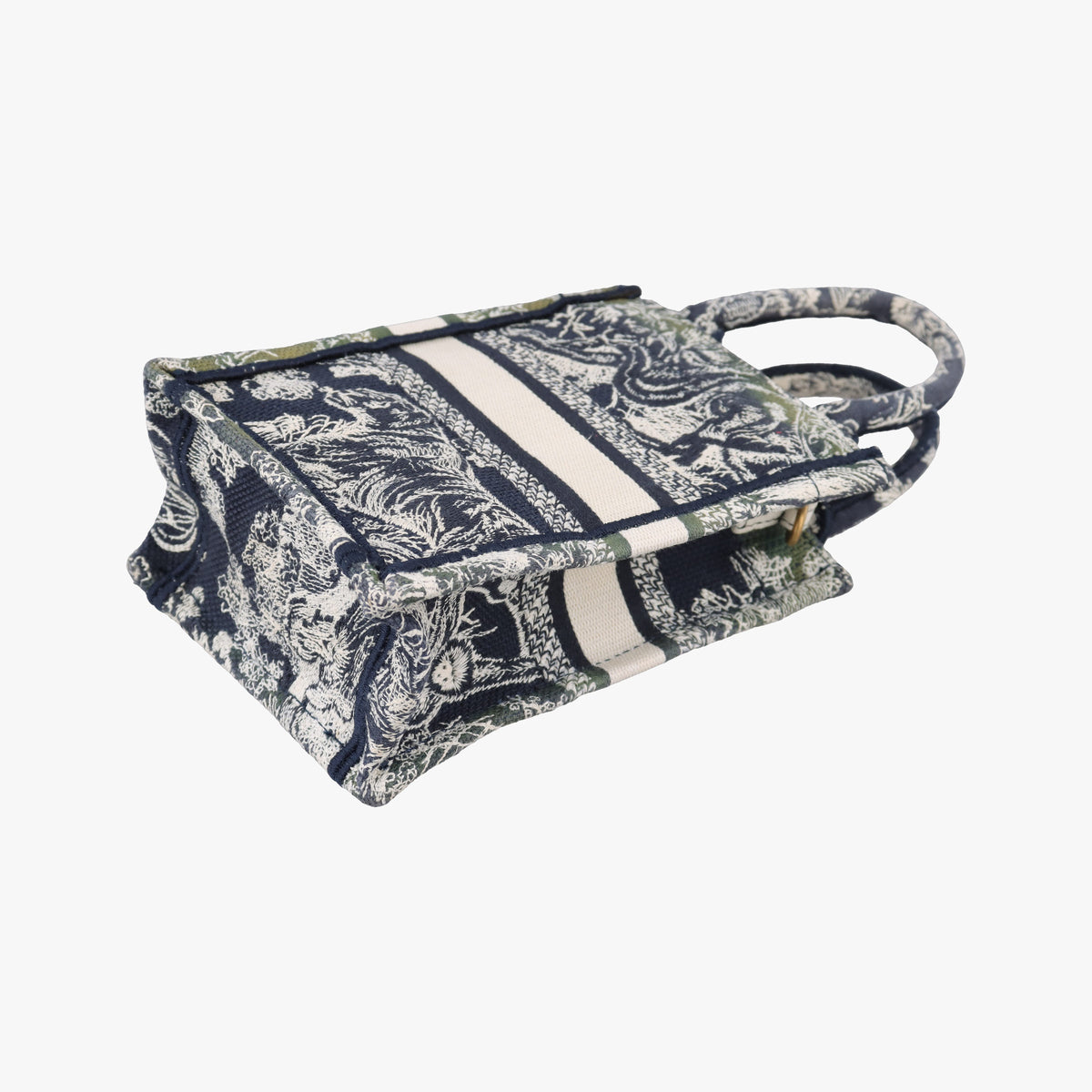 Vintage Christian Dior Book Tote Navy Jacquard  handbag | stylenewstar