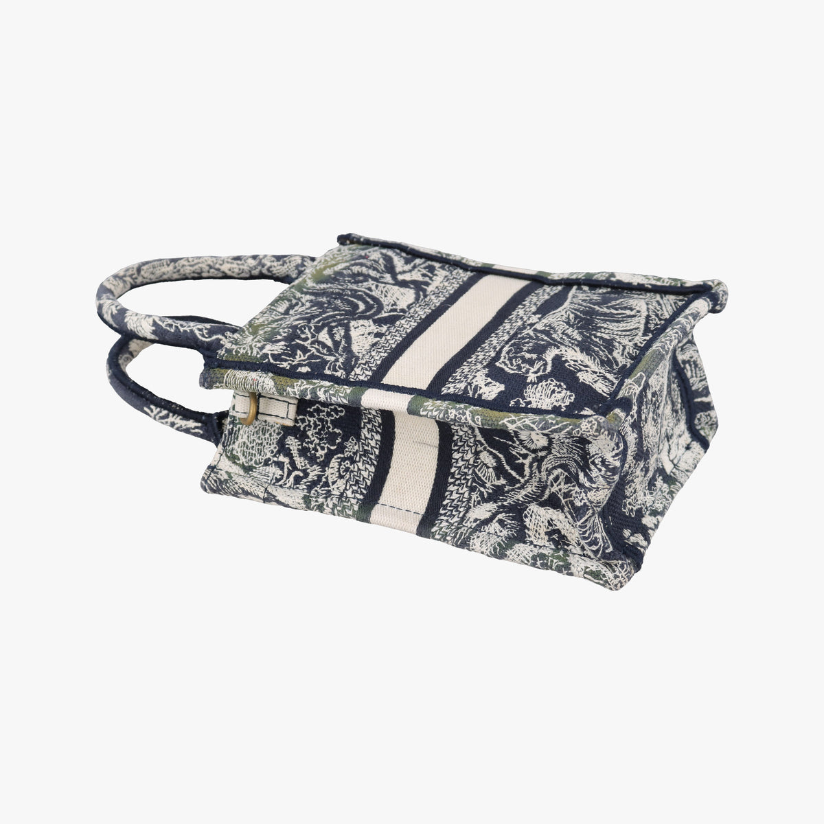 Vintage Christian Dior Book Tote Navy Jacquard  handbag | stylenewstar