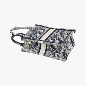 Vintage Christian Dior Book Tote Navy Jacquard  handbag | stylenewstar