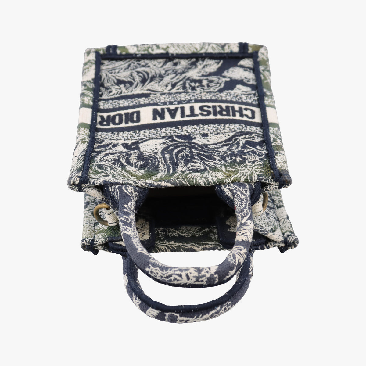 Vintage Christian Dior Book Tote Navy Jacquard  handbag | stylenewstar