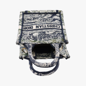 Vintage Christian Dior Book Tote Navy Jacquard  handbag | stylenewstar
