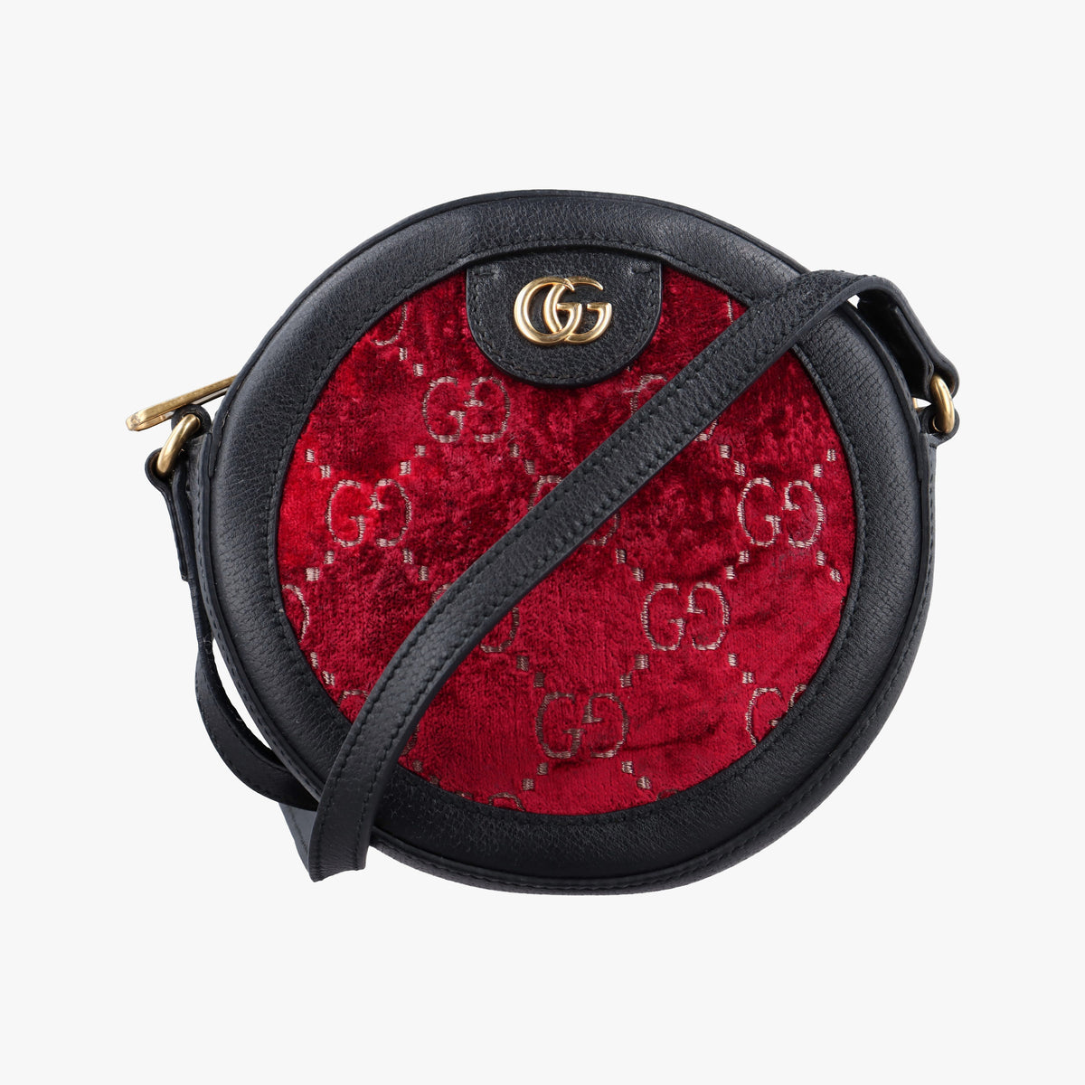 Pre-owned Gucci Ophidia Red×black velour×Leather 574978 shoulderbag | stylenewstar